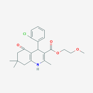 molecular formula C22H26ClNO4 B5046180 2-Methoxyethyl 4-(2-chlorophenyl)-2,7,7-trimethyl-5-oxo-1,4,5,6,7,8-hexahydroquinoline-3-carboxylate 