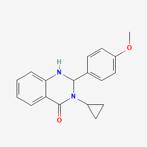 molecular formula C18H18N2O2 B5046195 3-cyclopropyl-2-(4-methoxyphenyl)-2,3-dihydro-4(1H)-quinazolinone 