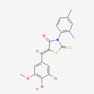 molecular formula C19H16BrNO3S2 B5046219 (5Z)-5-[(3-bromo-4-hydroxy-5-methoxyphenyl)methylidene]-3-(2,4-dimethylphenyl)-2-sulfanylidene-1,3-thiazolidin-4-one 