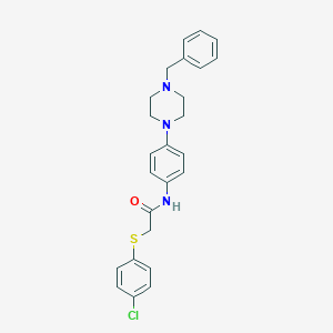 molecular formula C25H26ClN3OS B504622 N-[4-(4-benzylpiperazin-1-yl)phenyl]-2-(4-chlorophenyl)sulfanylacetamide CAS No. 640240-63-7