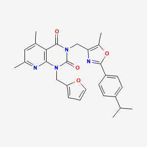 molecular formula C28H28N4O4 B5046274 1-[(FURAN-2-YL)METHYL]-5,7-DIMETHYL-3-({5-METHYL-2-[4-(PROPAN-2-YL)PHENYL]-1,3-OXAZOL-4-YL}METHYL)-1H,2H,3H,4H-PYRIDO[2,3-D]PYRIMIDINE-2,4-DIONE 