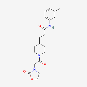 molecular formula C20H27N3O4 B5046307 N-(3-methylphenyl)-3-{1-[(2-oxo-1,3-oxazolidin-3-yl)acetyl]-4-piperidinyl}propanamide 