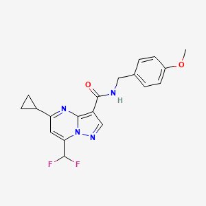 molecular formula C19H18F2N4O2 B5046346 5-cyclopropyl-7-(difluoromethyl)-N-(4-methoxybenzyl)pyrazolo[1,5-a]pyrimidine-3-carboxamide 