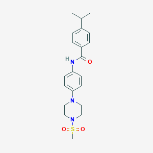 molecular formula C21H27N3O3S B504635 4-isopropyl-N-{4-[4-(methylsulfonyl)-1-piperazinyl]phenyl}benzamide 