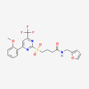 molecular formula C21H20F3N3O5S B5046357 N-(2-furylmethyl)-4-{[4-(2-methoxyphenyl)-6-(trifluoromethyl)-2-pyrimidinyl]sulfonyl}butanamide 