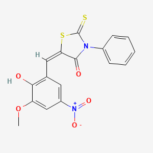 molecular formula C17H12N2O5S2 B5046417 5-(2-hydroxy-3-methoxy-5-nitrobenzylidene)-3-phenyl-2-thioxo-1,3-thiazolidin-4-one 