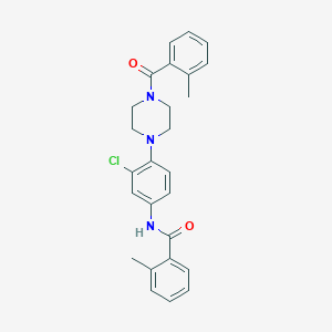 molecular formula C26H26ClN3O2 B504648 N-{3-chloro-4-[4-(2-methylbenzoyl)-1-piperazinyl]phenyl}-2-methylbenzamide 