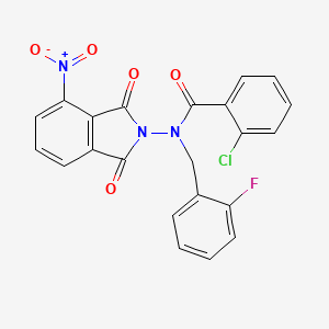 molecular formula C22H13ClFN3O5 B5046512 2-chloro-N-(2-fluorobenzyl)-N-(4-nitro-1,3-dioxo-1,3-dihydro-2H-isoindol-2-yl)benzamide 