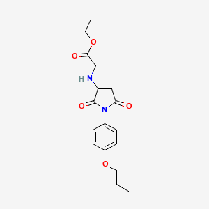 molecular formula C17H22N2O5 B5046535 ethyl N-[2,5-dioxo-1-(4-propoxyphenyl)pyrrolidin-3-yl]glycinate 