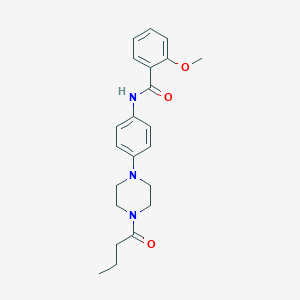 molecular formula C22H27N3O3 B504655 N-[4-(4-butanoylpiperazin-1-yl)phenyl]-2-methoxybenzamide 