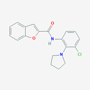 molecular formula C19H17ClN2O2 B504656 N-[3-chloro-2-(1-pyrrolidinyl)phenyl]-1-benzofuran-2-carboxamide 