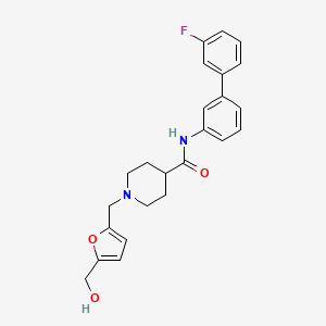 molecular formula C24H25FN2O3 B5046569 N-(3'-fluoro-3-biphenylyl)-1-{[5-(hydroxymethyl)-2-furyl]methyl}-4-piperidinecarboxamide 