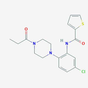 molecular formula C18H20ClN3O2S B504657 N-[5-chloro-2-(4-propanoylpiperazin-1-yl)phenyl]thiophene-2-carboxamide 