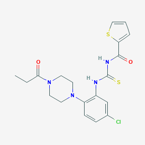 molecular formula C19H21ClN4O2S2 B504659 N-[5-chloro-2-(4-propionyl-1-piperazinyl)phenyl]-N'-(2-thienylcarbonyl)thiourea 