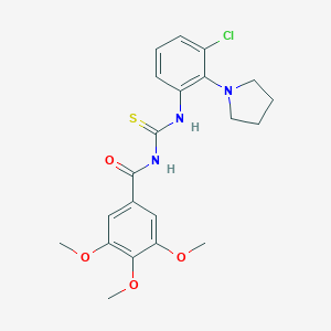 molecular formula C21H24ClN3O4S B504660 N-{[3-chloro-2-(pyrrolidin-1-yl)phenyl]carbamothioyl}-3,4,5-trimethoxybenzamide 