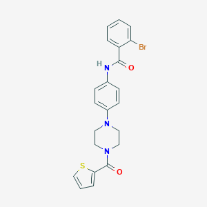 molecular formula C22H20BrN3O2S B504662 2-bromo-N-{4-[4-(2-thienylcarbonyl)-1-piperazinyl]phenyl}benzamide 