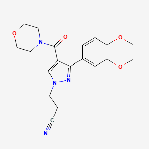 molecular formula C19H20N4O4 B5046666 3-[3-(2,3-Dihydro-1,4-benzodioxin-6-yl)-4-(morpholine-4-carbonyl)pyrazol-1-yl]propanenitrile 