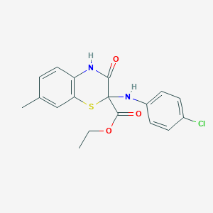 molecular formula C18H17ClN2O3S B5046699 ethyl 2-[(4-chlorophenyl)amino]-7-methyl-3-oxo-3,4-dihydro-2H-1,4-benzothiazine-2-carboxylate 