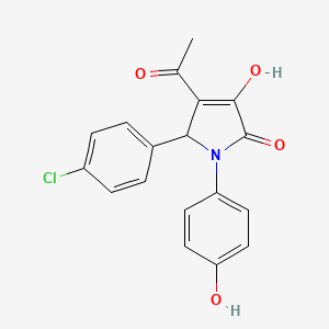 molecular formula C18H14ClNO4 B5046728 4-acetyl-5-(4-chlorophenyl)-3-hydroxy-1-(4-hydroxyphenyl)-1,5-dihydro-2H-pyrrol-2-one 