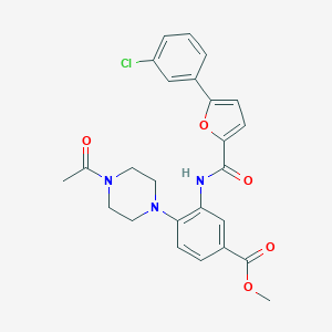 molecular formula C25H24ClN3O5 B504673 Methyl 4-(4-acetyl-1-piperazinyl)-3-{[5-(3-chlorophenyl)-2-furoyl]amino}benzoate 