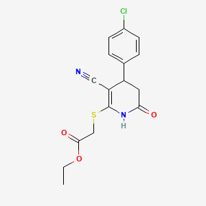 molecular formula C16H15ClN2O3S B5046732 ETHYL 2-{[4-(4-CHLOROPHENYL)-3-CYANO-6-OXO-1,4,5,6-TETRAHYDROPYRIDIN-2-YL]SULFANYL}ACETATE 