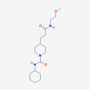 molecular formula C18H33N3O3 B5046737 N-cyclohexyl-4-{3-[(2-methoxyethyl)amino]-3-oxopropyl}-1-piperidinecarboxamide 