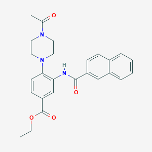 Ethyl 4-(4-acetyl-1-piperazinyl)-3-(2-naphthoylamino)benzoate
