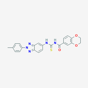 molecular formula C23H19N5O3S B504677 N-{[2-(4-methylphenyl)-2H-benzotriazol-5-yl]carbamothioyl}-2,3-dihydro-1,4-benzodioxine-6-carboxamide 