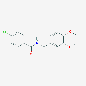 molecular formula C17H16ClNO3 B5046780 4-chloro-N-[1-(2,3-dihydro-1,4-benzodioxin-6-yl)ethyl]benzamide 