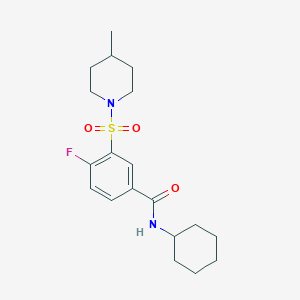 N-cyclohexyl-4-fluoro-3-[(4-methyl-1-piperidinyl)sulfonyl]benzamide