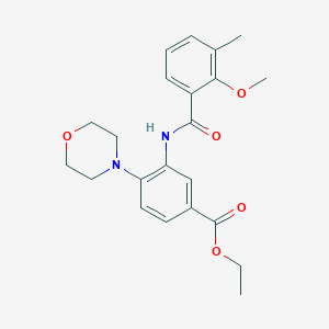 molecular formula C22H26N2O5 B504685 Ethyl 3-[(2-methoxy-3-methylbenzoyl)amino]-4-(4-morpholinyl)benzoate 