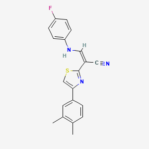 molecular formula C20H16FN3S B5046895 2-[4-(3,4-dimethylphenyl)-1,3-thiazol-2-yl]-3-[(4-fluorophenyl)amino]acrylonitrile 