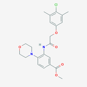 molecular formula C22H25ClN2O5 B504694 Methyl 3-{[(4-chloro-3,5-dimethylphenoxy)acetyl]amino}-4-(4-morpholinyl)benzoate 