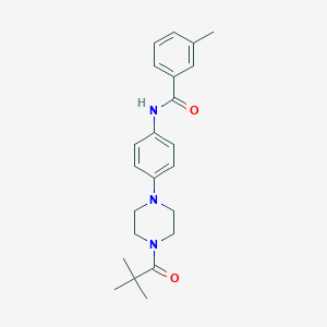 molecular formula C23H29N3O2 B504701 N-{4-[4-(2,2-dimethylpropanoyl)-1-piperazinyl]phenyl}-3-methylbenzamide 