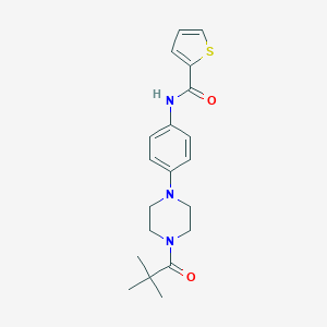 molecular formula C20H25N3O2S B504702 N-{4-[4-(2,2-dimethylpropanoyl)-1-piperazinyl]phenyl}-2-thiophenecarboxamide 