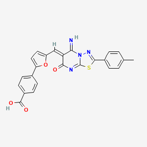 4-(5-{[5-imino-2-(4-methylphenyl)-7-oxo-5H-[1,3,4]thiadiazolo[3,2-a]pyrimidin-6(7H)-ylidene]methyl}-2-furyl)benzoic acid