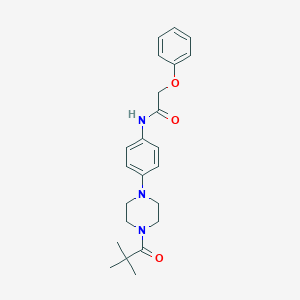 molecular formula C23H29N3O3 B504712 N-{4-[4-(2,2-dimethylpropanoyl)-1-piperazinyl]phenyl}-2-phenoxyacetamide 