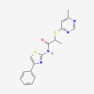 2-(6-methylpyrimidin-4-yl)sulfanyl-N-(4-phenyl-1,3-thiazol-2-yl)propanamide