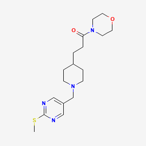 molecular formula C18H28N4O2S B5047184 4-[3-(1-{[2-(methylthio)-5-pyrimidinyl]methyl}-4-piperidinyl)propanoyl]morpholine 