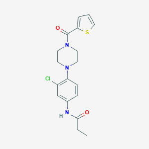 molecular formula C18H20ClN3O2S B504719 N-{3-chloro-4-[4-(2-thienylcarbonyl)-1-piperazinyl]phenyl}propanamide 