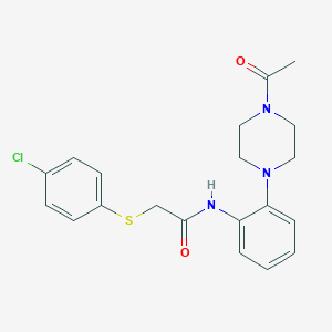 molecular formula C20H22ClN3O2S B504720 N-[2-(4-acetylpiperazin-1-yl)phenyl]-2-(4-chlorophenyl)sulfanylacetamide CAS No. 876898-02-1