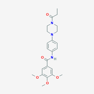 molecular formula C23H29N3O5 B504724 3,4,5-trimethoxy-N-[4-(4-propanoylpiperazin-1-yl)phenyl]benzamide 