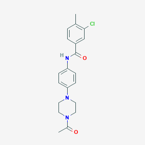 molecular formula C20H22ClN3O2 B504726 N-[4-(4-acetyl-1-piperazinyl)phenyl]-3-chloro-4-methylbenzamide 