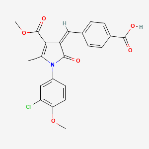 molecular formula C22H18ClNO6 B5047421 4-{[1-(3-chloro-4-methoxyphenyl)-4-(methoxycarbonyl)-5-methyl-2-oxo-1,2-dihydro-3H-pyrrol-3-ylidene]methyl}benzoic acid 