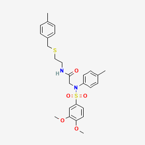 molecular formula C27H32N2O5S2 B5047441 N~2~-[(3,4-dimethoxyphenyl)sulfonyl]-N~1~-{2-[(4-methylbenzyl)thio]ethyl}-N~2~-(4-methylphenyl)glycinamide 