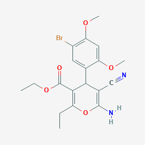 ethyl 6-amino-4-(5-bromo-2,4-dimethoxyphenyl)-5-cyano-2-ethyl-4H-pyran-3-carboxylate