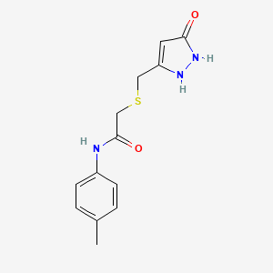 molecular formula C13H15N3O2S B5047591 2-{[(5-hydroxy-1H-pyrazol-3-yl)methyl]thio}-N-(4-methylphenyl)acetamide 