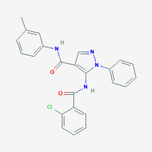 molecular formula C24H19ClN4O2 B504762 5-[(2-chlorobenzoyl)amino]-N-(3-methylphenyl)-1-phenyl-1H-pyrazole-4-carboxamide 