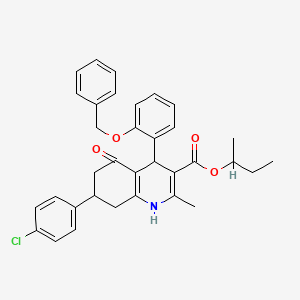 molecular formula C34H34ClNO4 B5047645 sec-butyl 4-[2-(benzyloxy)phenyl]-7-(4-chlorophenyl)-2-methyl-5-oxo-1,4,5,6,7,8-hexahydro-3-quinolinecarboxylate 