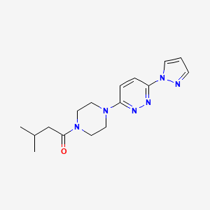 molecular formula C16H22N6O B5047648 3-[4-(3-methylbutanoyl)-1-piperazinyl]-6-(1H-pyrazol-1-yl)pyridazine 